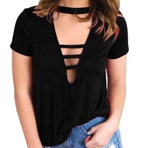 Black v-neck t-shirt